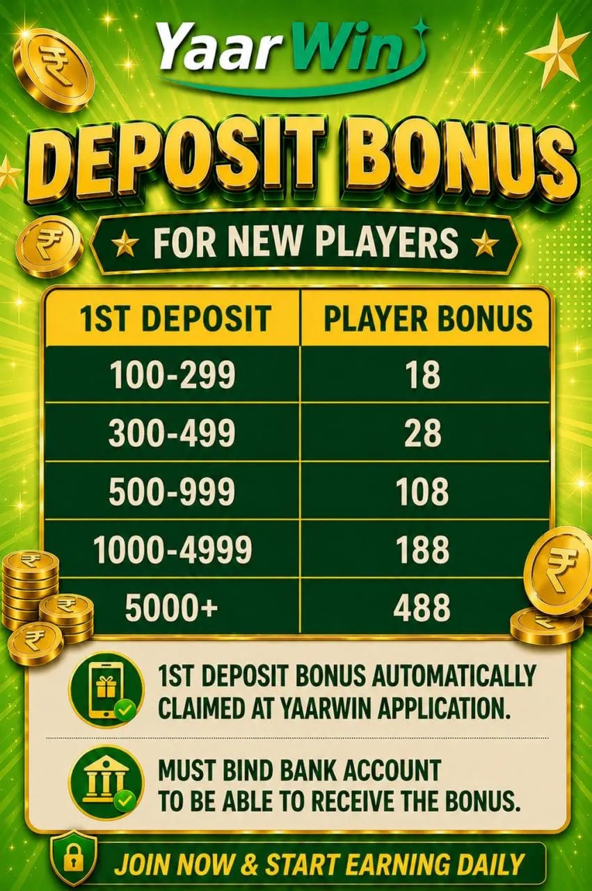 YaarWin Deposit Bonus for New Players — Claim bonus on your first deposit